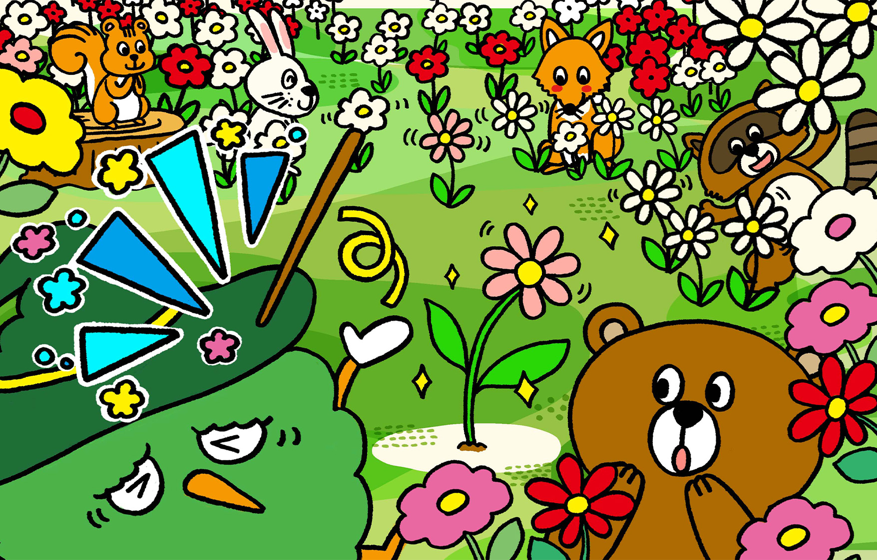 魔法をかけようとしたら、魔法の杖がウィザーの頭の上に「コツン!」と当たっている。